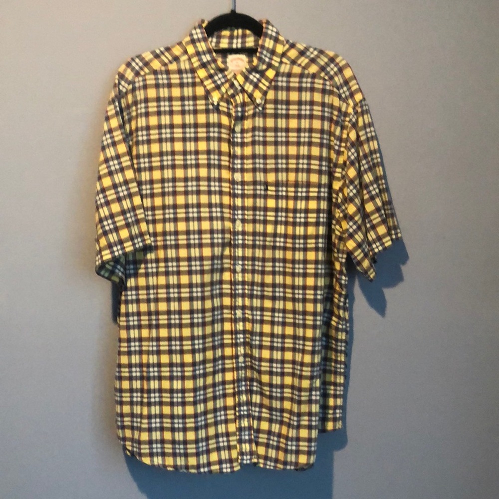 Brooks Brothers 346 - "The Original Polo Shirt" Size XL in Yellow Plaid